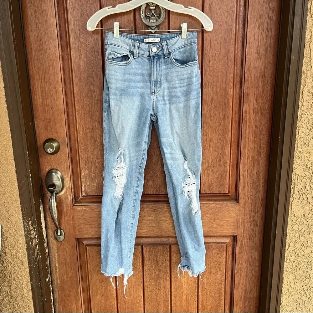 Sol Distressed Straight Leg Jeans - Picture 1 of 8